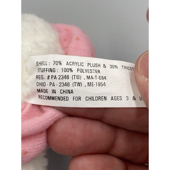 Small 5” Baby Lamb Sheep W/ Pink Diaper Plush In 7” Cloth Egg Shaped W/ Bow - Picture 7 of 8